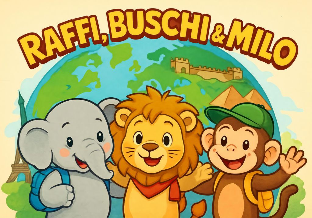 hansepuzzle 110929 - Raffi, Buschi und Milo Puzzle, 260 Teile, Kinder, 41,0 x 28,0cm mit hochwertiger Aufbewahrung, Kartonbox & Beutel