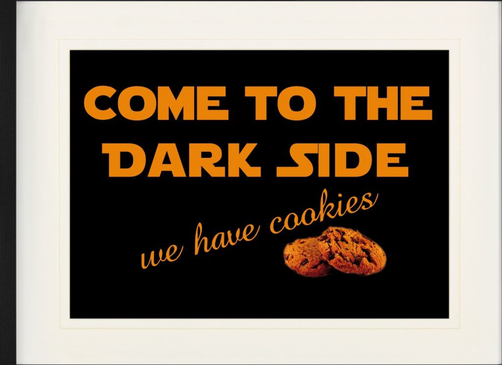 Spaß Gerahmtes Bild Mit Edlem Passepartout | Wand-Bilder | Im Bilderrahmen - Come To The Dark Side, We Have Cookies (60 x 80 cm)