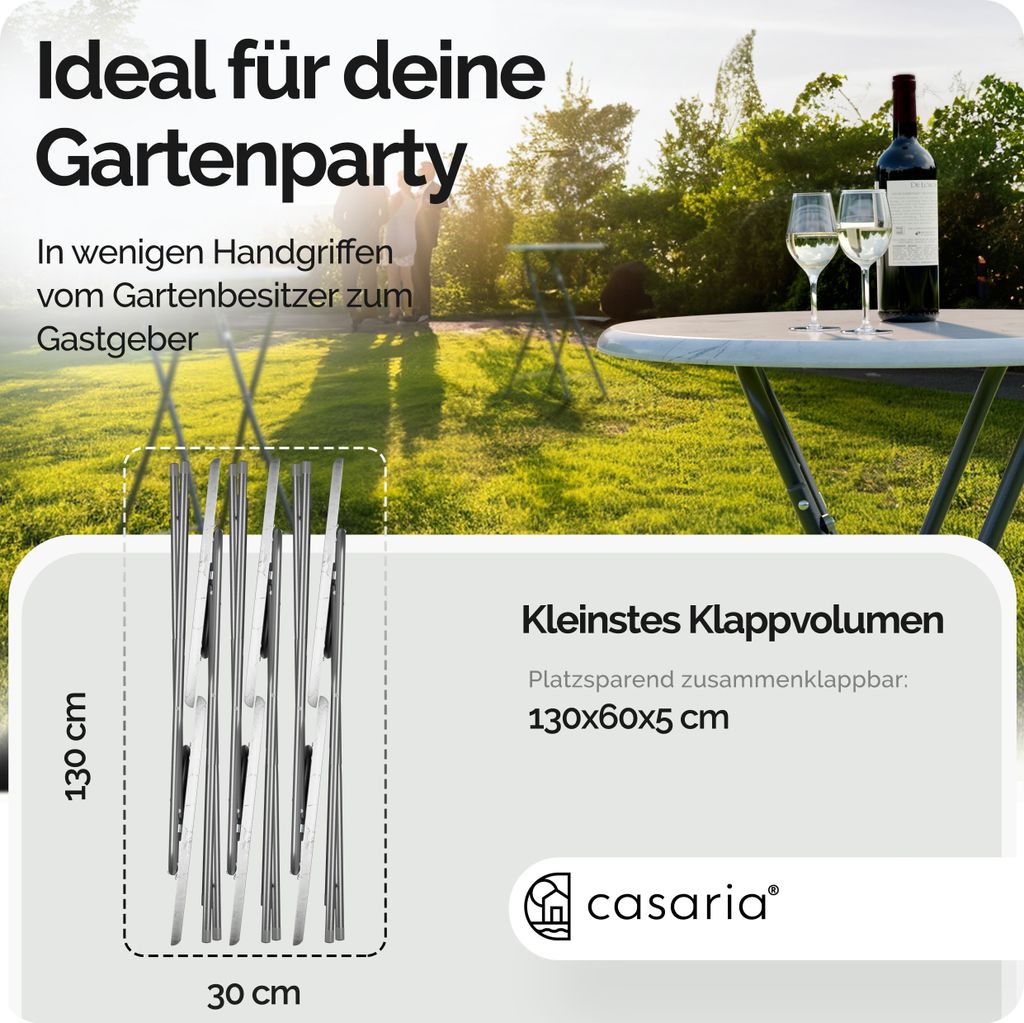 CASARIA® Stehtisch Klappbar 110cm Hoch Rund Ø 60cm Outdoor Produktbild 4