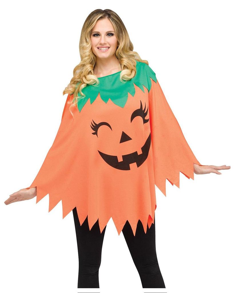 Kürbis Poncho One Size als Kostümüberwurf für Halloween Produktbild 