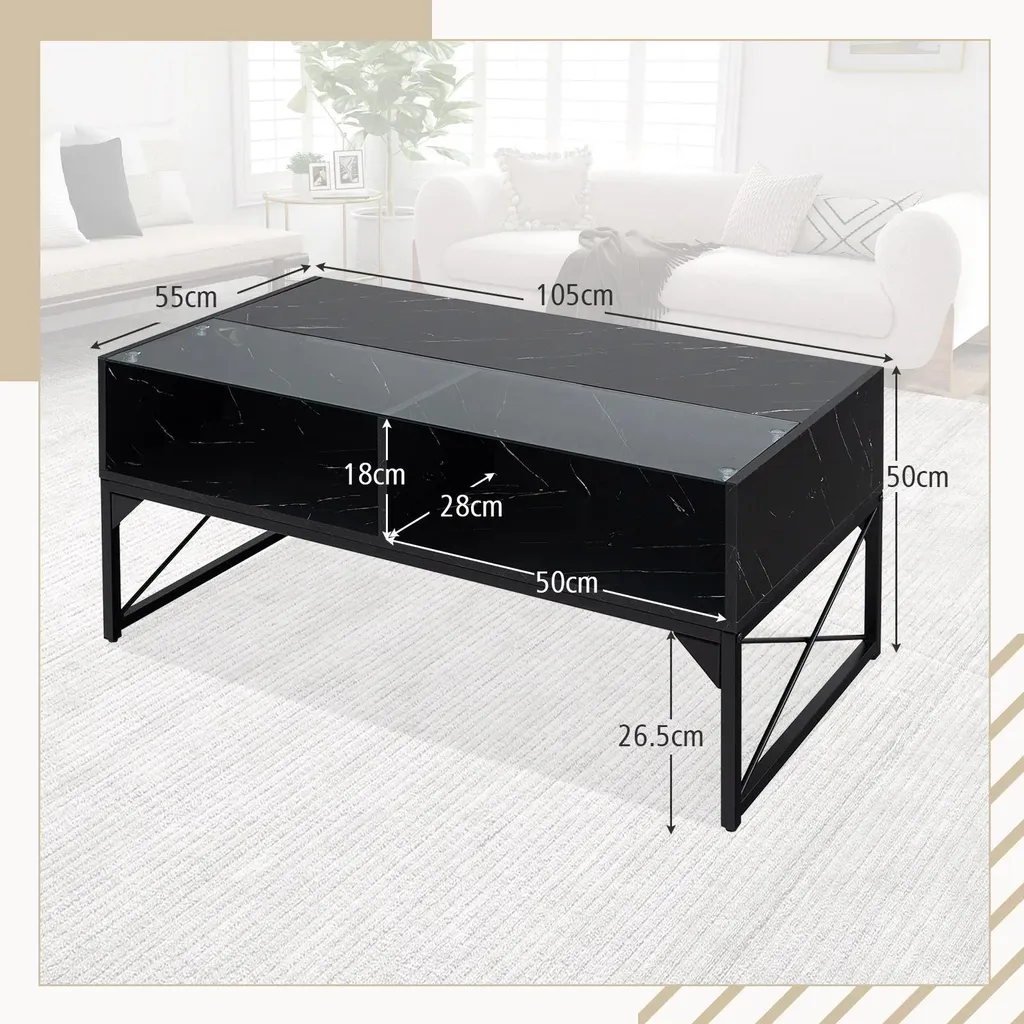 Table basse LED pour salon sombre : Solution design verre et marbre noir - 3