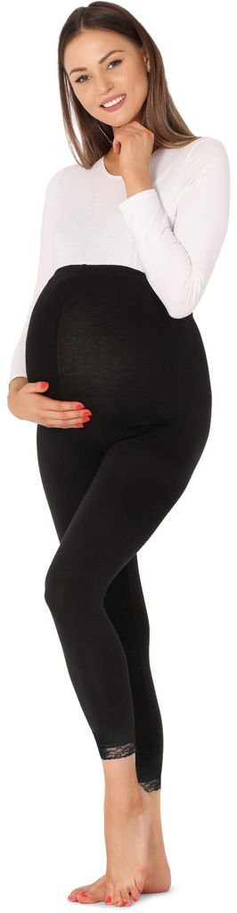 Be Mammy Damen 7/8 Umstandsleggings BE20-262 (Schwarz, M) Produktbild 