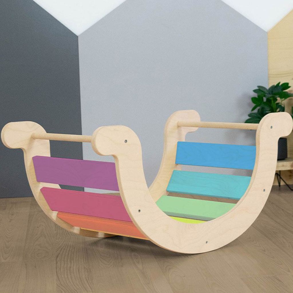 Children's Montessori Balance Swing YUPEE - Pastel colorful rainbow