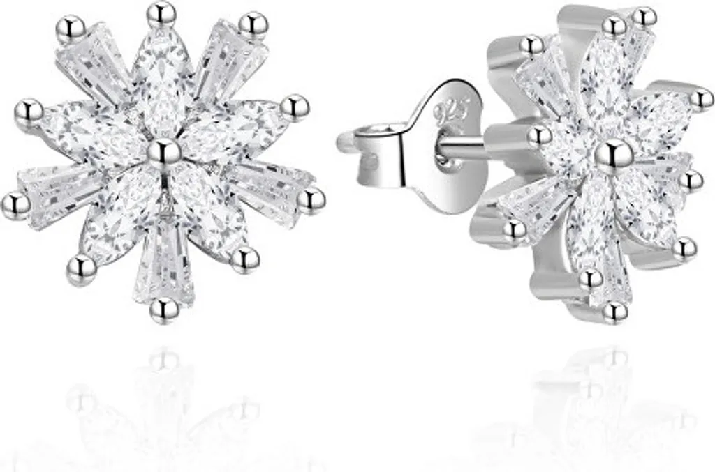 Orecchini in argento con fiocchi di neve e zirconi AGT-E009PW