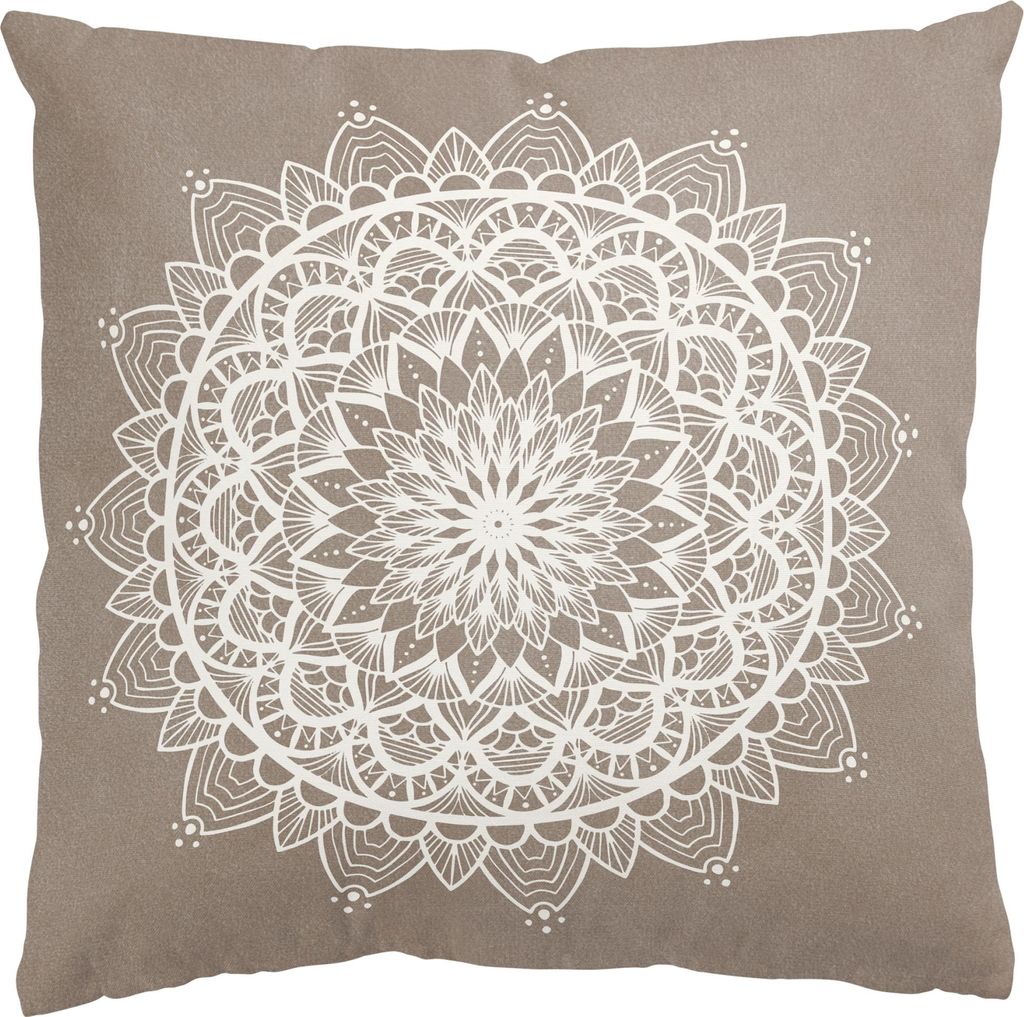 Dekokissen Spirituell drinnen / Indoor Zierkissen Samt waschbar Ornament grau Orientalisch Sofakissen mit Füllung