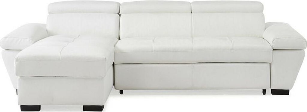 Ecksofa mit Schlaffunktion - Ecke Links - Leder - Weiß - Produktbild 