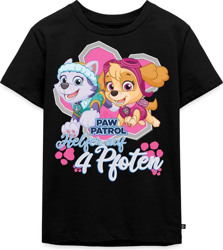Spreadshirt Paw Patrol Skye & Everest Helfer Auf 4 Pfoten Kinder Premium T-Shirt, 122/128 (6 Jahre), Schwarz
