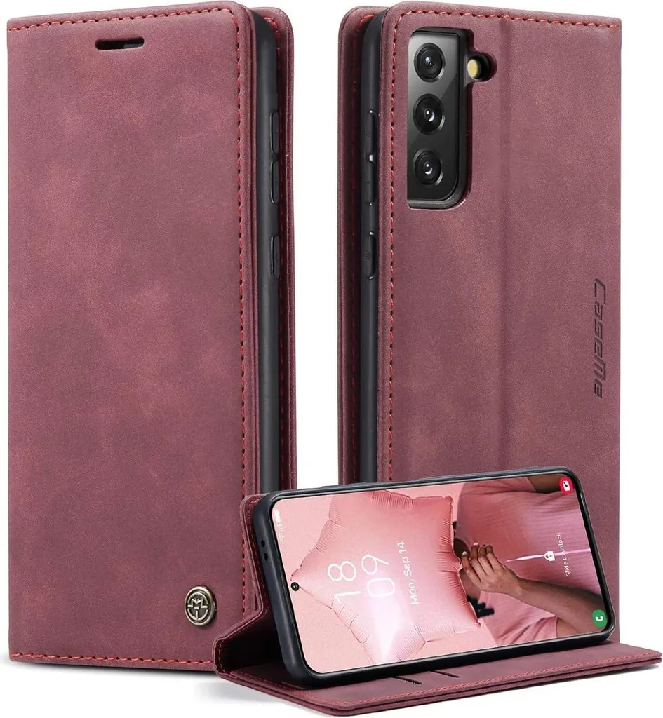 Custodia Caseme Samsung S21 5G Rosso Vino - Portafoglio e Supporto