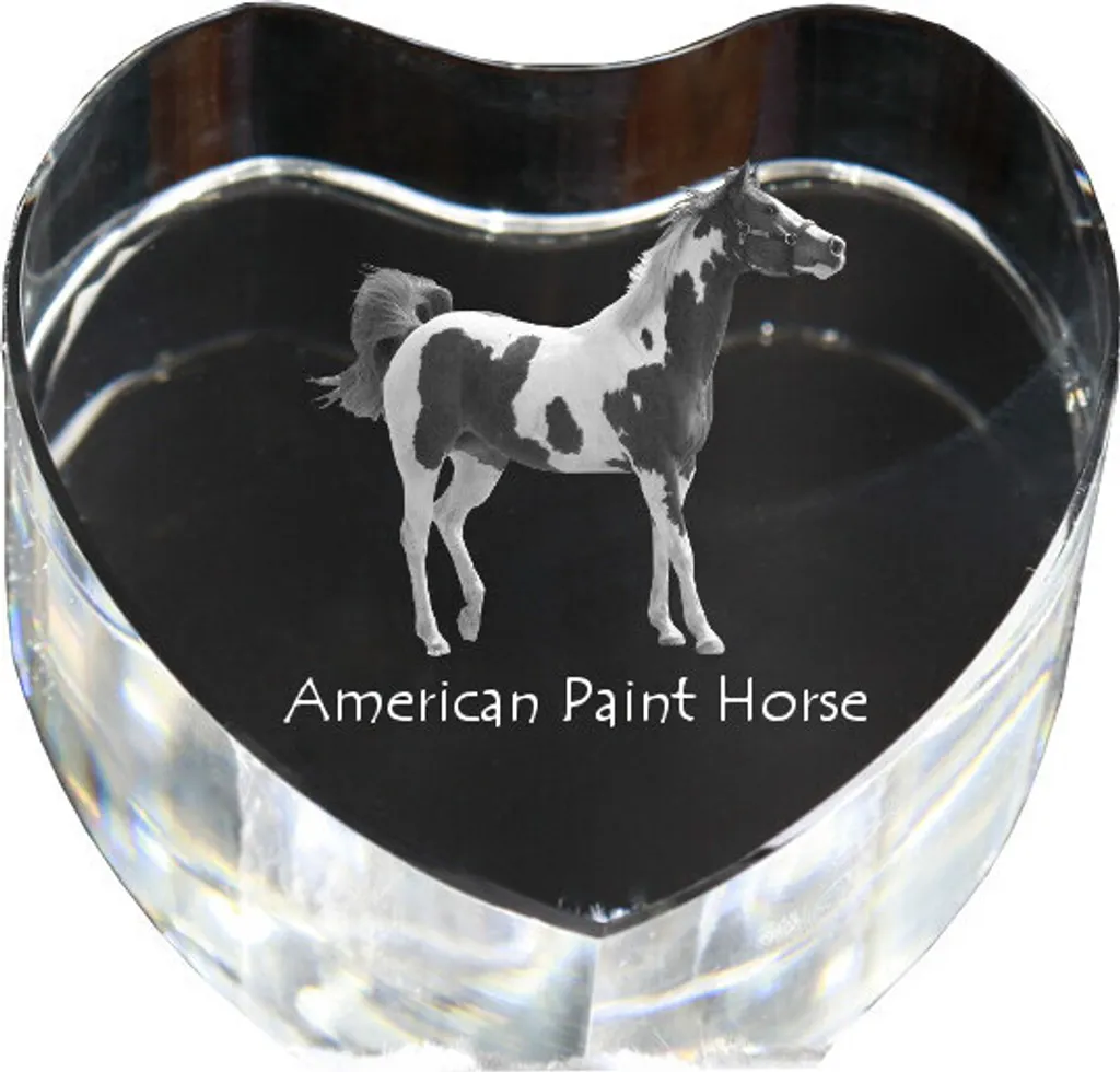 American Paint Horse : Photo de Cheval en Cristal Art-Dog Cœur Unique