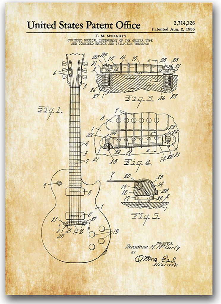 Poster - Canvas - Leinwand - 59,4 cm x 84,1 cm - Fotoposter - Leinwandkunst - Pat McCarty auf der Gitarre