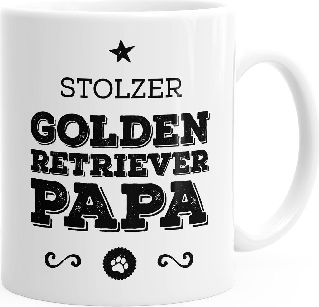 Kaffee-Tasse Stolzer Golden Retriever Papa Golden Retriever Besitzer Hundebesitzer MoonWorks weiß unisize