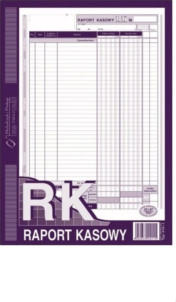 RK Raport kasowy A4 typ 410-1 M&P