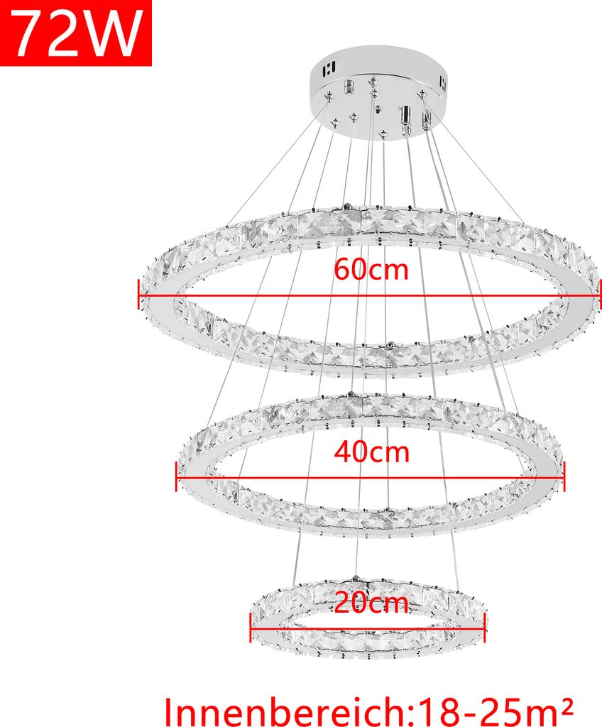 YARDIN 72W LED Moderne Kristall Kronleuchter Kaltweiß Produktbild 4