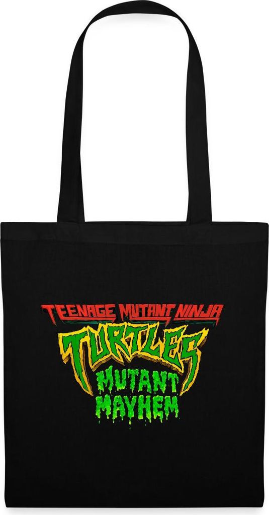 Spreadshirt TMNT Mutant Mayhem Logo Stoffbeutel, One size, Schwarz