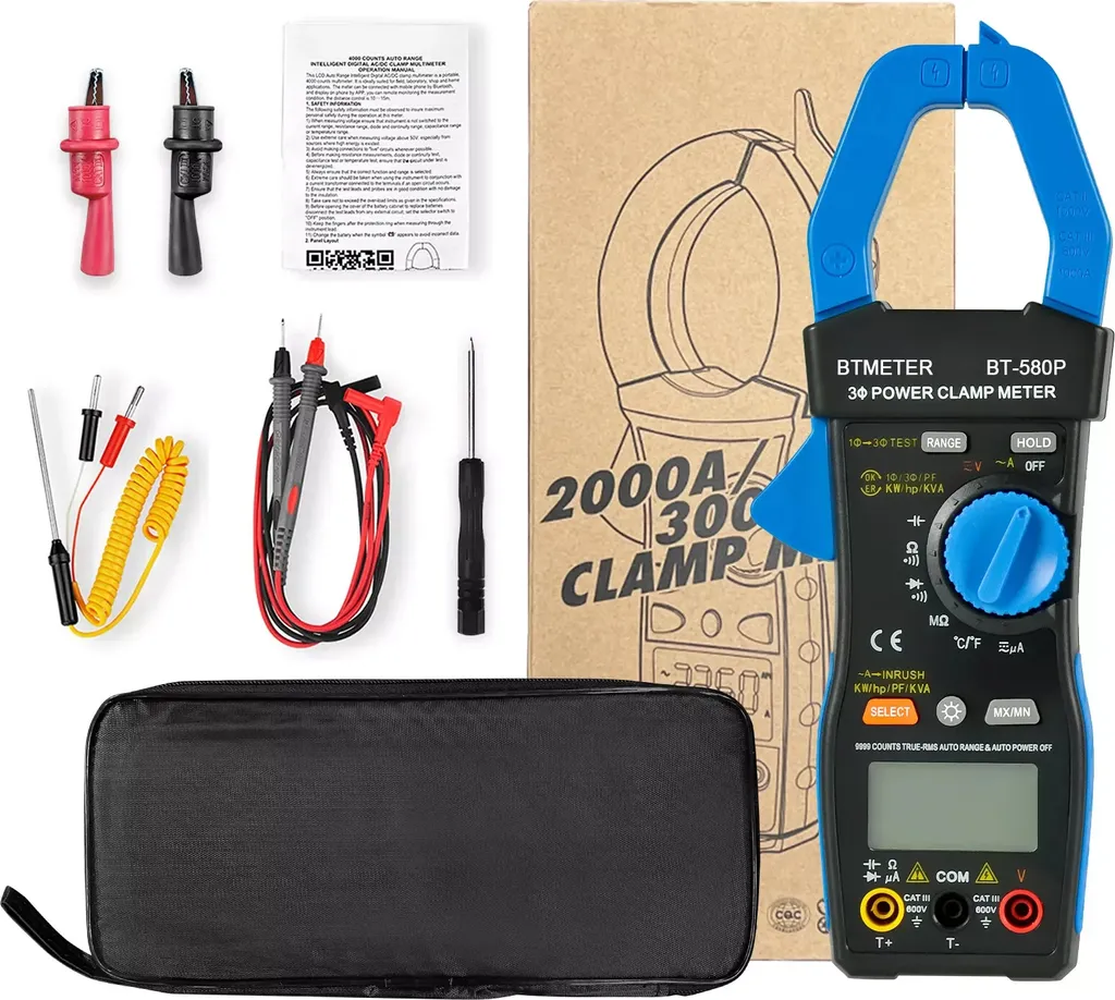 Testeur électrique BT-580p True RMS avec pince et double écran LCD clair