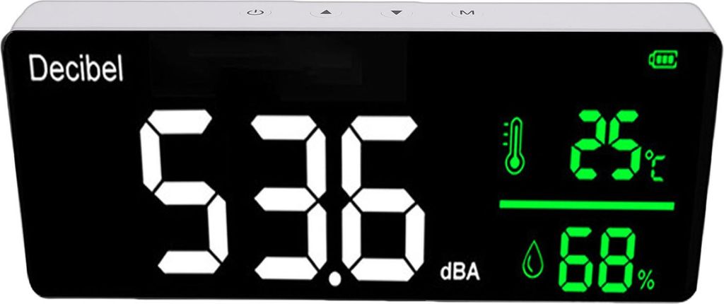 Schallpegelmesser Wand hängend 30-130dB 11 Zoll LED Bildschirm Lärm Temperatur Luftfeuchtigkeit Meter mit Zeitanzeige für Home Studio Fabrik