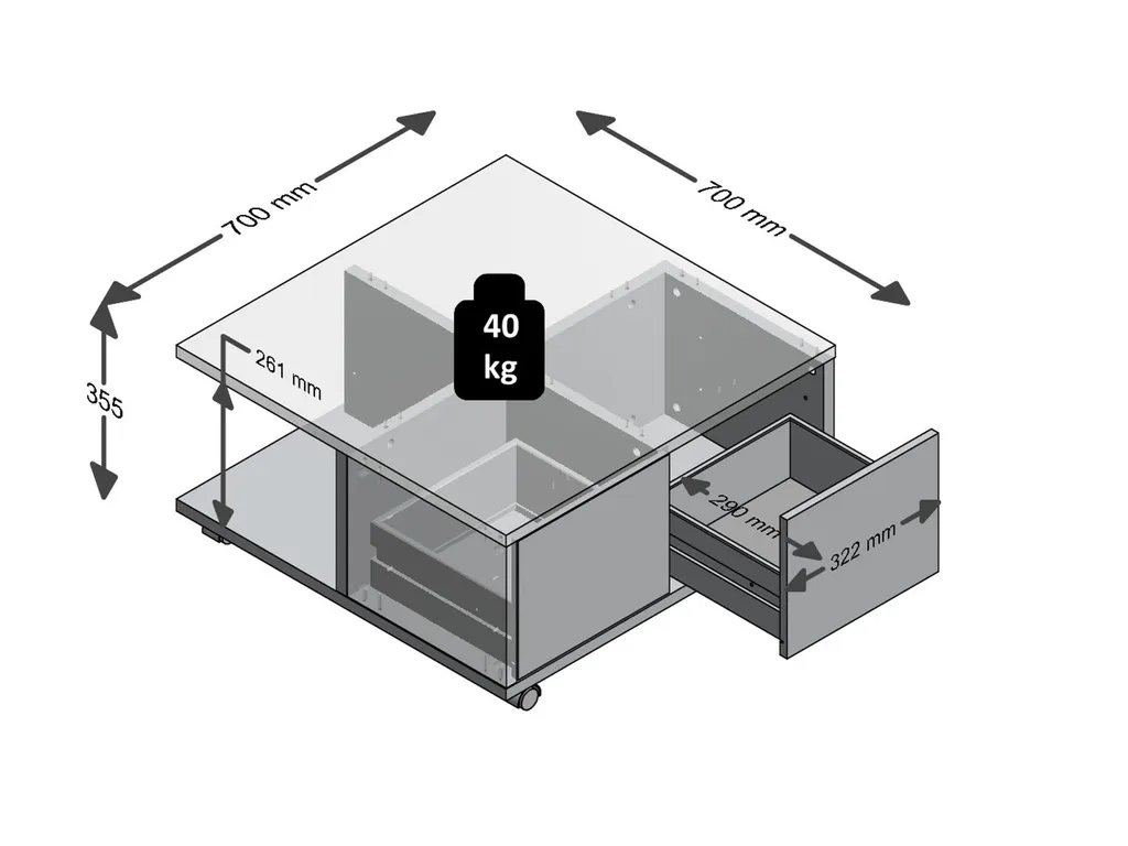 Table basse aspect béton Matera Duo format compact gain de place