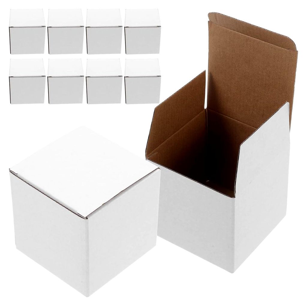 10 Weiße Umzugskartons aus Recycelbarem Wellpappkarton 10 x 10 x 10 cm Stabil und Einfach Zusammenzubauen für Verpackung, Lagerung und Versand im...