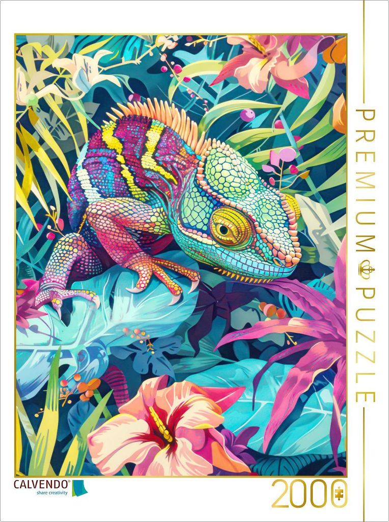 CALVENDO Puzzle Dschungeltiere Pop Art | 2000 Teile Lege-Größe 90x67cm Foto-Puzzle für glückliche Stunden