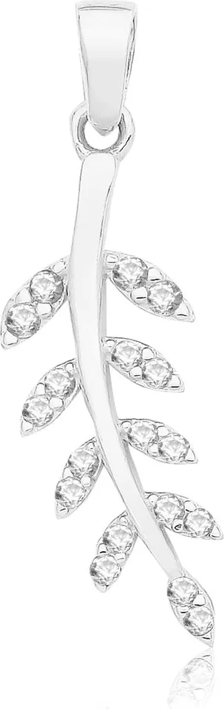 Pendentif Femme Or Blanc et Zirconium pour Cadeau Anniversaire 26mm
