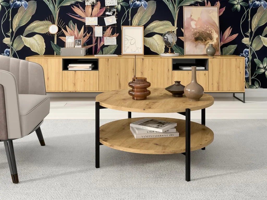 Tavolino Caffè PASQUAL 2 Rovere Artisan e Nero Opaco - Stile Moderno - 3