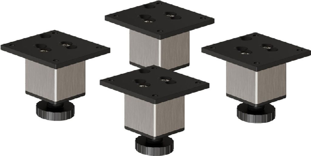4er Set sossai Höhenverstellbare Aluminium Möbelfüße 60mm in Edelstahl Optik Schrankfüße Sockelfüße