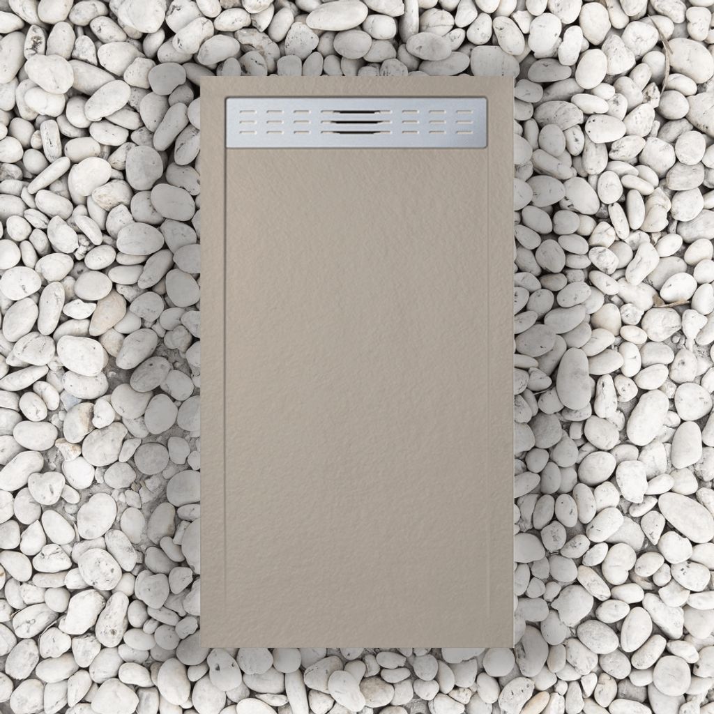 Duschwanne 90X135 cm Mit Seitengitter Vulcano Line Slim Moka RAL 1019 Aus Kunstharz und Marmorpulver Mit freiem Abfluss - FRASCIO