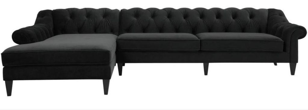 Ecksofa Schwarz Wohnlandschaft Couch Eckgarnitur Polster Samt Stoff Möbel Design
