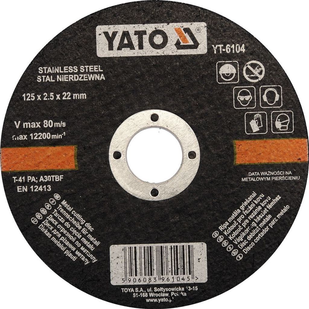 Yato YT-6104, Schneidedisk, Flache Mitte, Edelstahl, Yato, Produktbild 