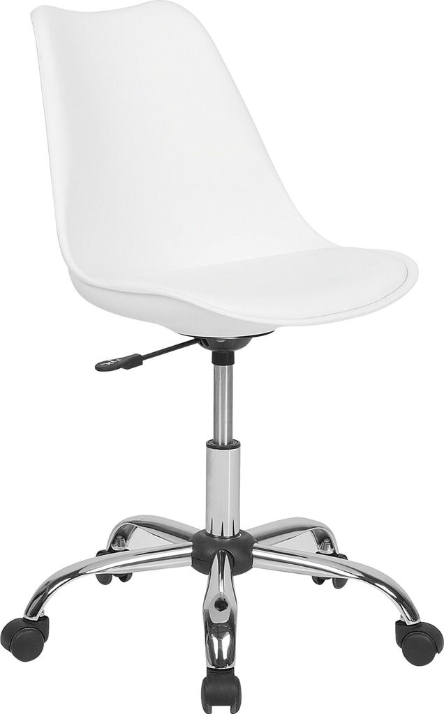 BELIANI Bürostuhl Weiß Kunstleder mit Lastabhängig Gebremsten Rollen Höhenverstellbar Modern Home-Office Ausstattung Sitzmöbel Arbeitshocker