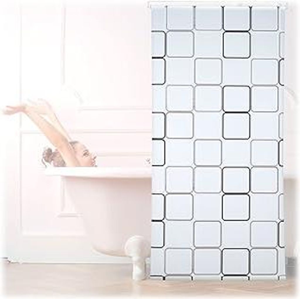 Duschrollo Square, wasserabweisend, Retro Badrollo Wanne u. Dusche, Deckenmontage, 100x240cm, semitransparent