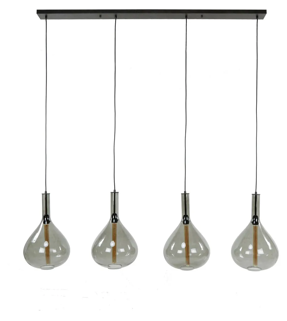 Plafonnier Verre Fumé Noir 164 cm - Éclairage Douceur Anti-Éblouissement