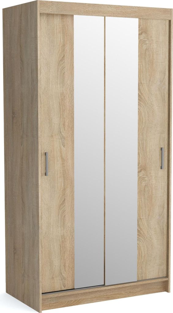 Masseno Schiebetürenschrank NICOLA 110/215/60 cm 2-türig Schlafzimmer Schrank Kleiderschrank Sonoma Eiche