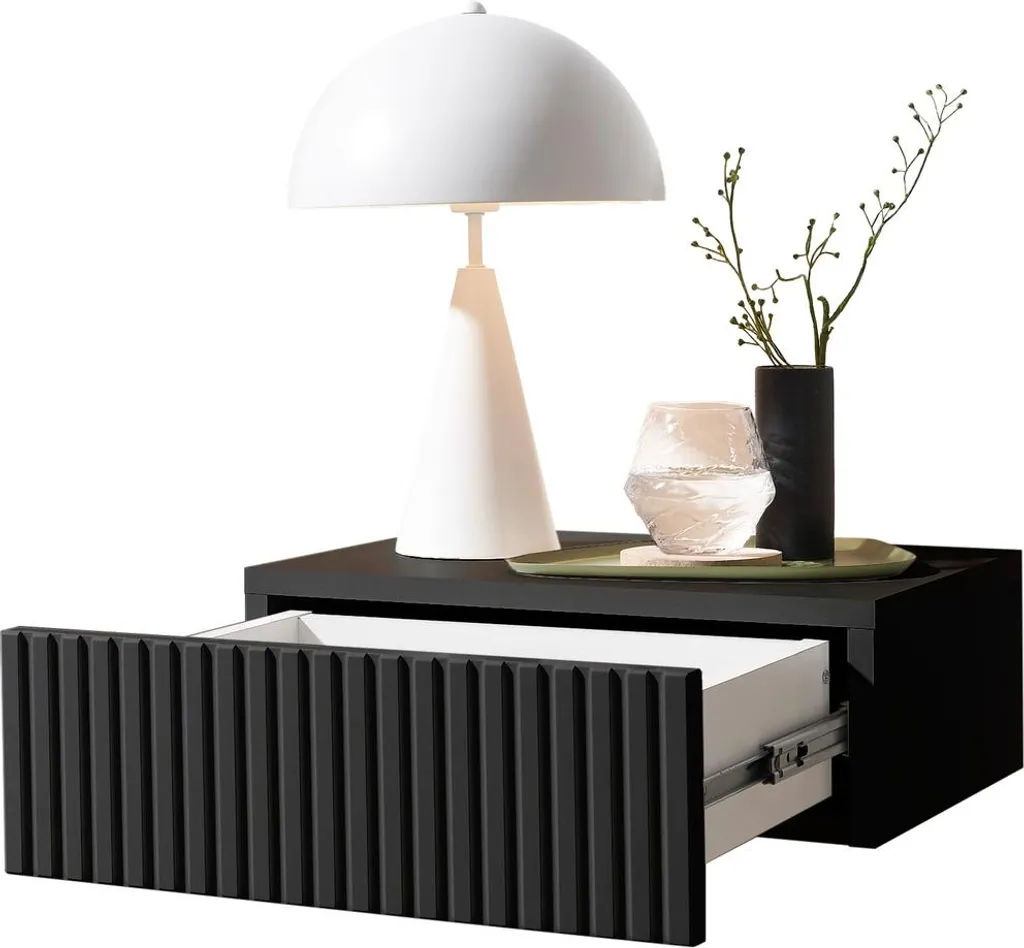 Table de nuit murale pour lit boxspring TABONI graphite avec tiroir 42 - 5