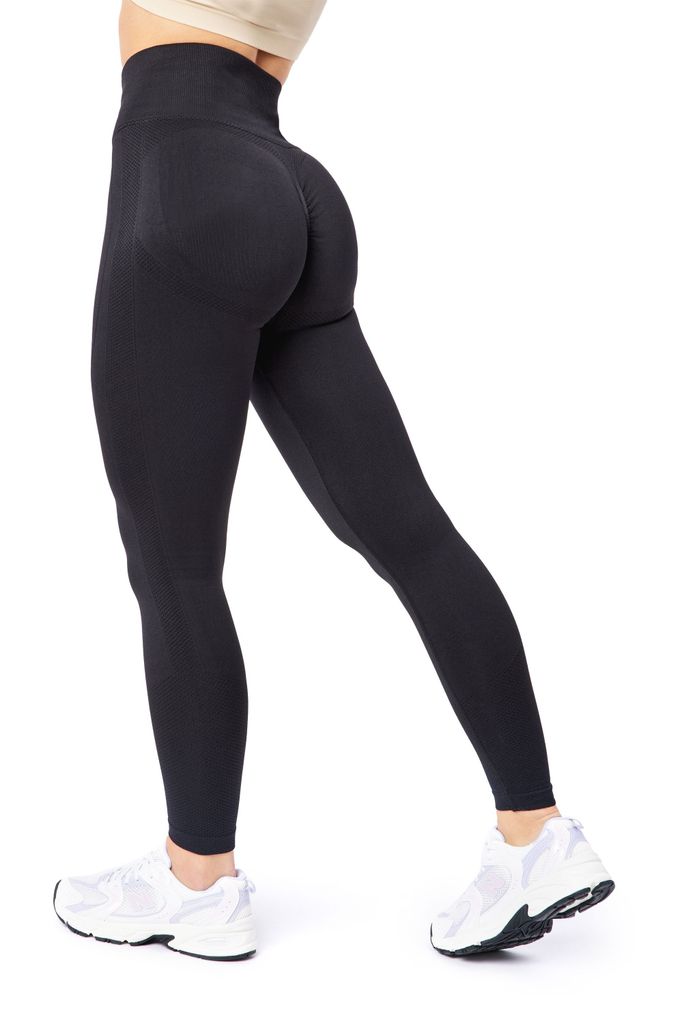 Bellivalini Sport Leggings Damen High Waist Push Up Scrunch Fitness BLV50-254 (Schwarz, S)