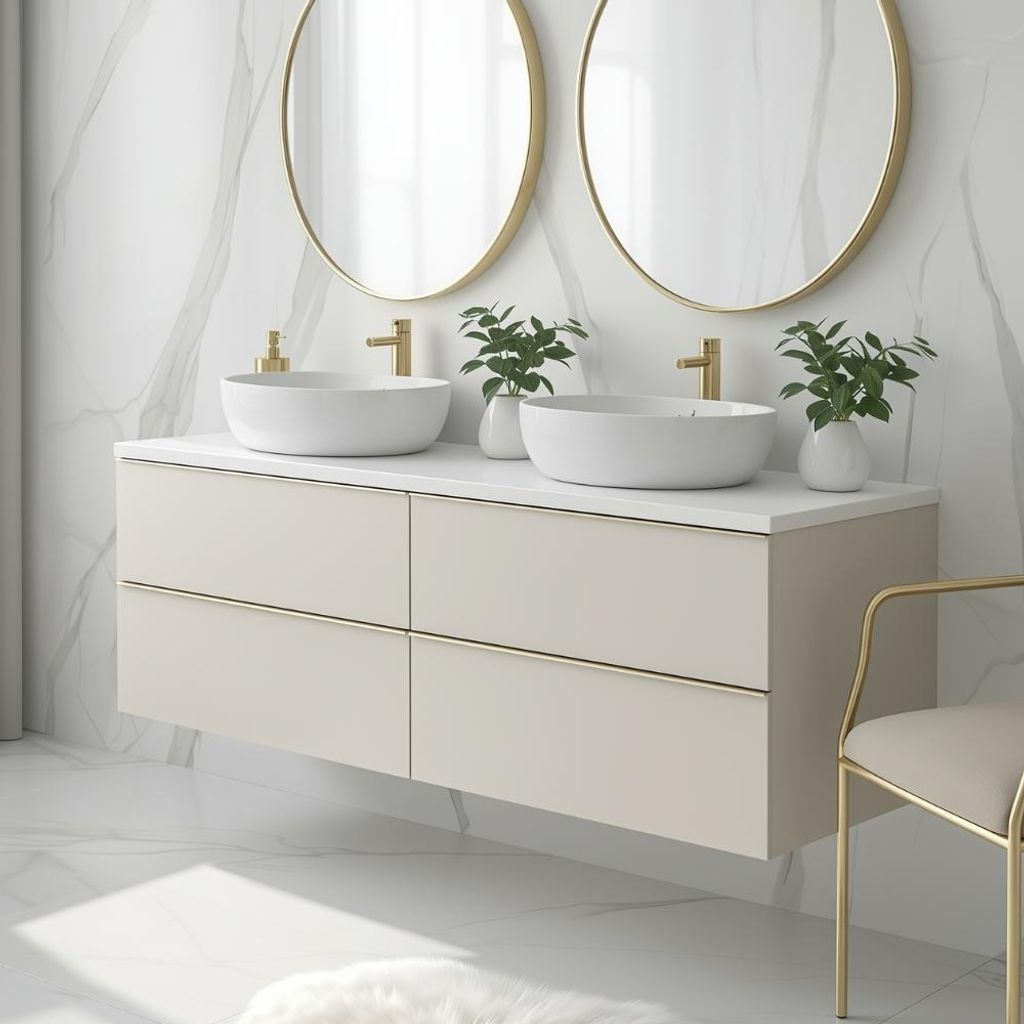 Waschbeckenunterschrank ONE Badezimmer 4 große Schubladen Produktbild 