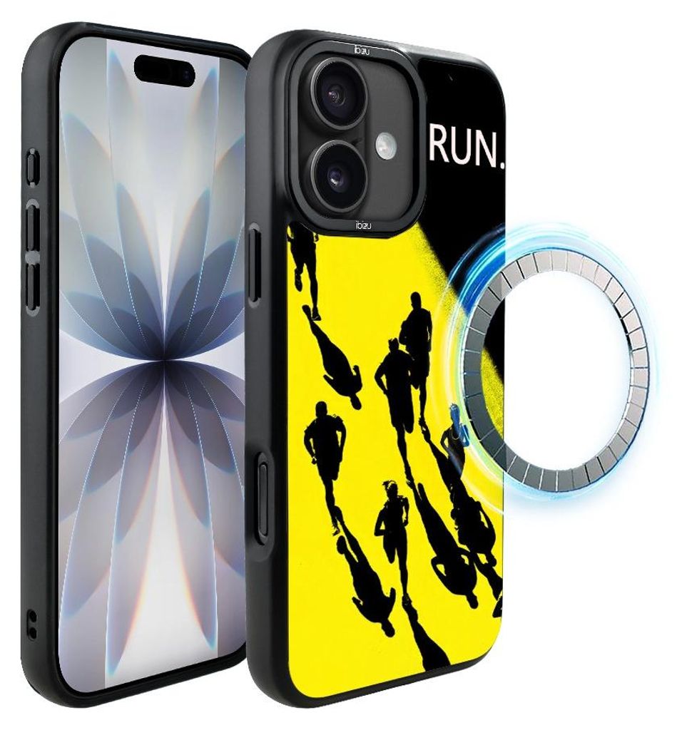 Schutzhülle für das iPhone 17, MagSafe-kompatibel, mattschwarze Seiten, Sport, Laufen, Marathon, gelb