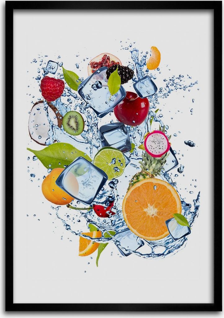 Bild - Bilderrahmen - Foto - 70 cm x 100 cm - MDF - Rahmen - Wandkunst - Frucht und Eis