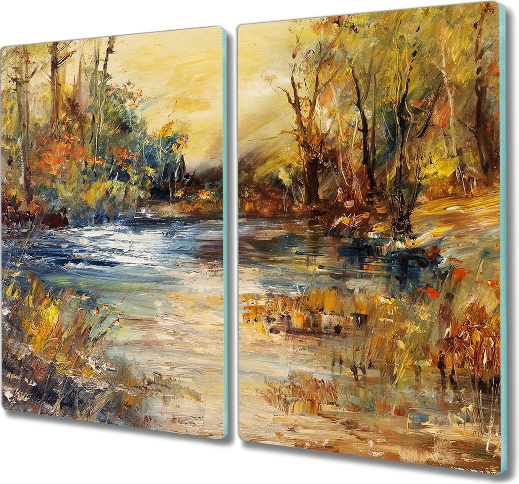 Coloray Kochplattenabdeckung Herdabdeckplatte 2x30x52 cm Hackbrett Schneidebrett Küchenbrett - lake forest