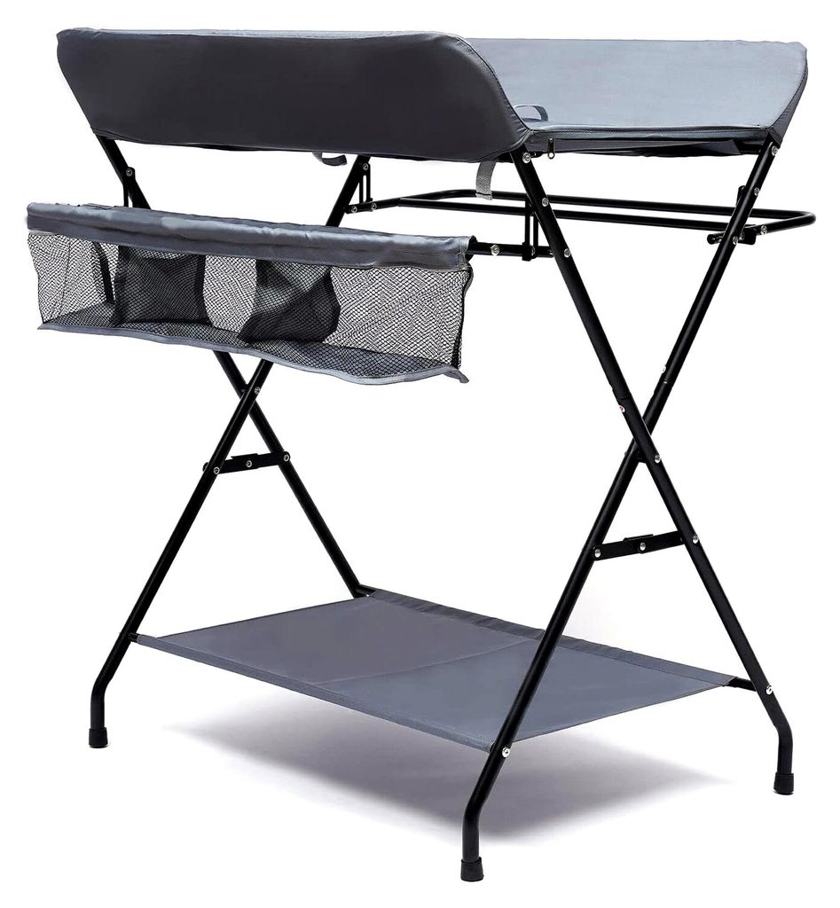 Baby Wickelkombi - Klappbare Wickelkommode, Mobiler Wickeltisch mit Wickelauflage, Wickeltisch Klappbar für Baby bis 15kg