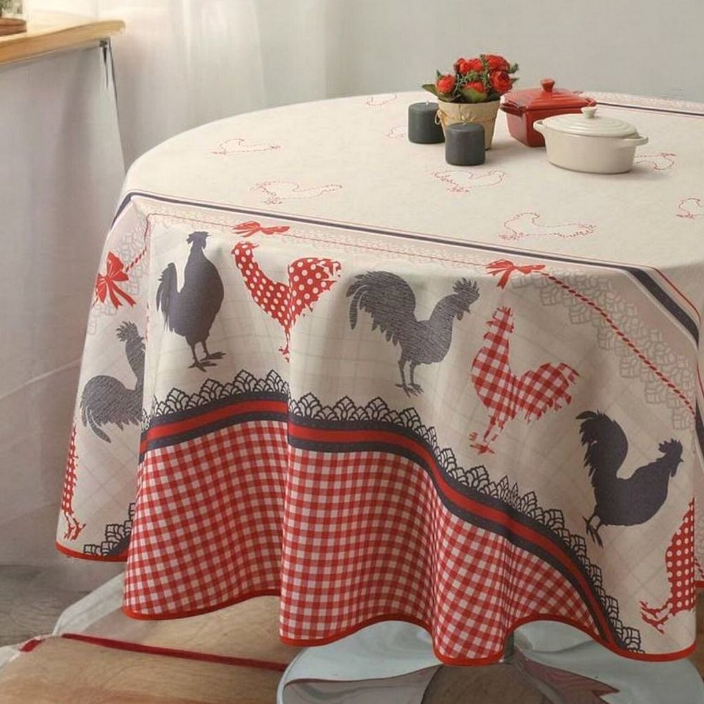 Tischdecke Ø 160 cm Landhaus HÜHNER & KAROS Produktbild 