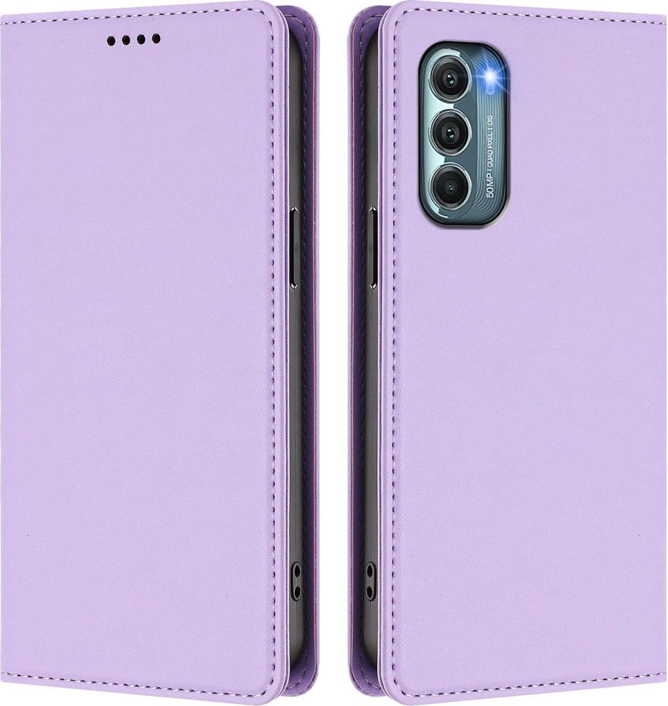 Handyhülle für Motorola Moto G Stylus 2022 5G, Kunstleder Klapphülle Stoßfeste Magnetische Hülle mit Ständer Violett