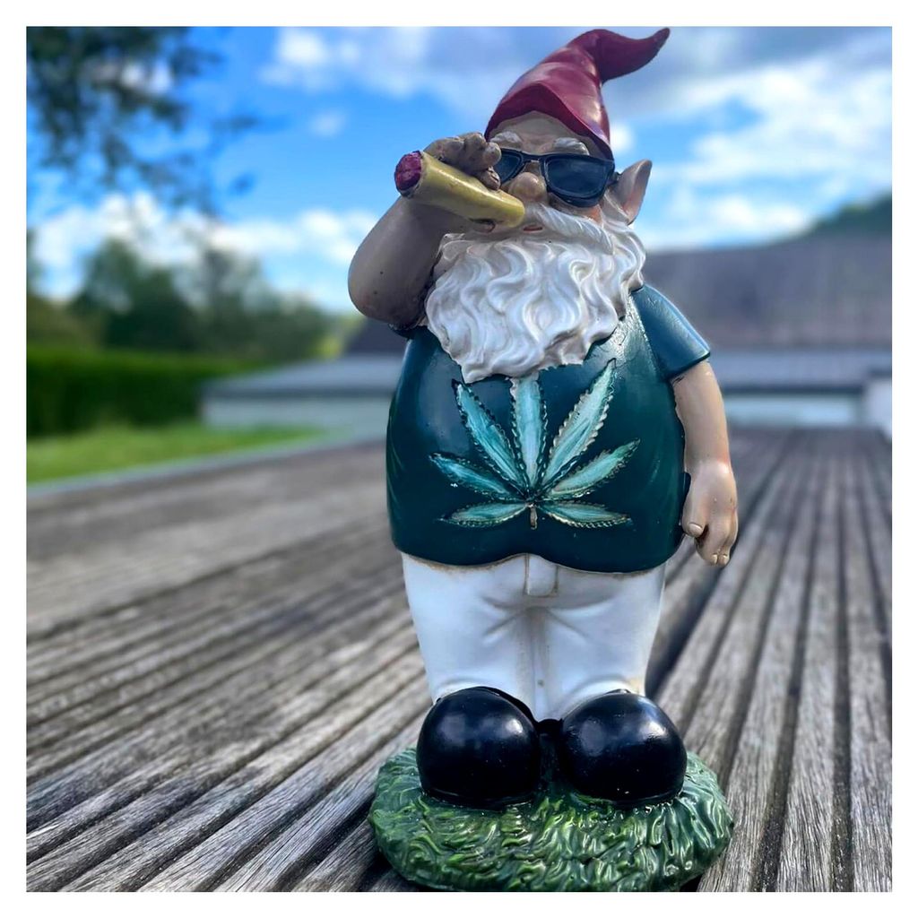 Lustiger Gartenzwerg Hanf-Heinz - Witzige Gartendekoration aus Polyresin, 25 cm