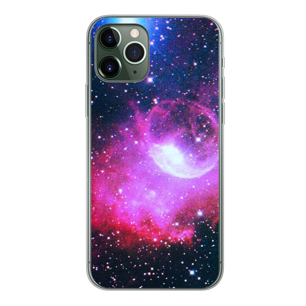 MuchoWow Handyhülle Schutzhülle Hülle für iPhone 11 Pro Universum - Planeten - Rosa - Jungen - Mädchen - Kinder Silikon Softcase Handy Hüll...