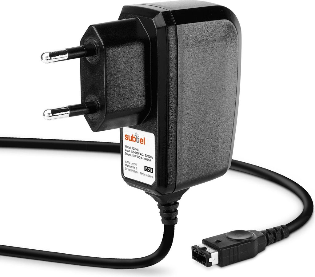 subtel, 5V Ladegerät kompatibel mit Nintendo DS, Game Boy Advance SP Netzteil System Connector Stecker 2A Stromkabel 1.10m Ladekabel AC Adapter
