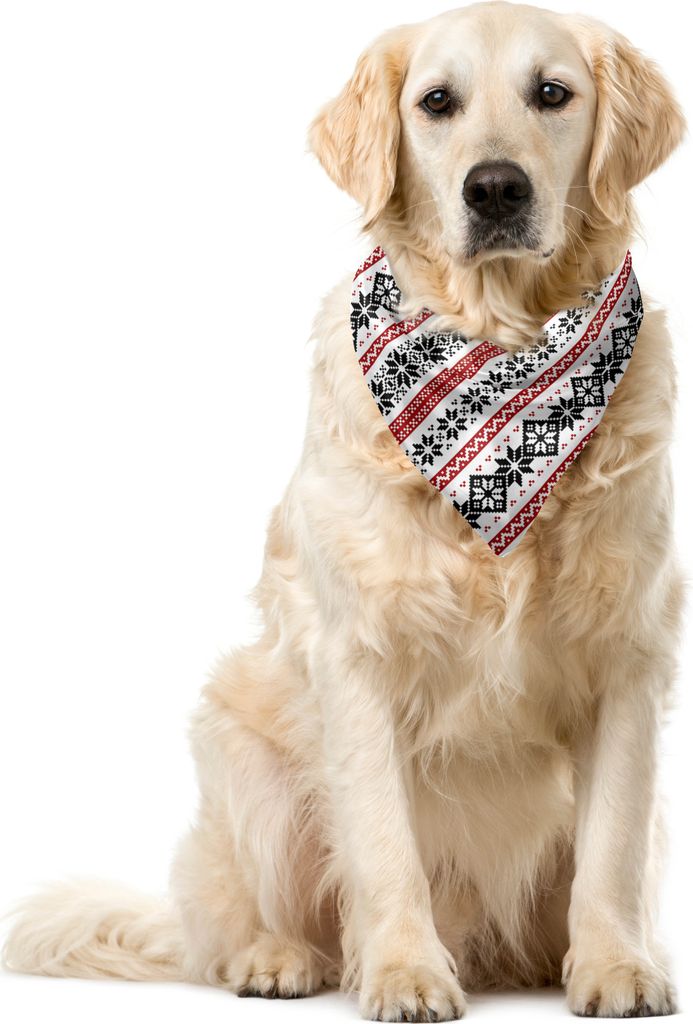 ABAKUHAUS nordisch Haustier Bandana, Aufwändige Saison Motive, 40x40 cm, Rubin Schwarz Weiß