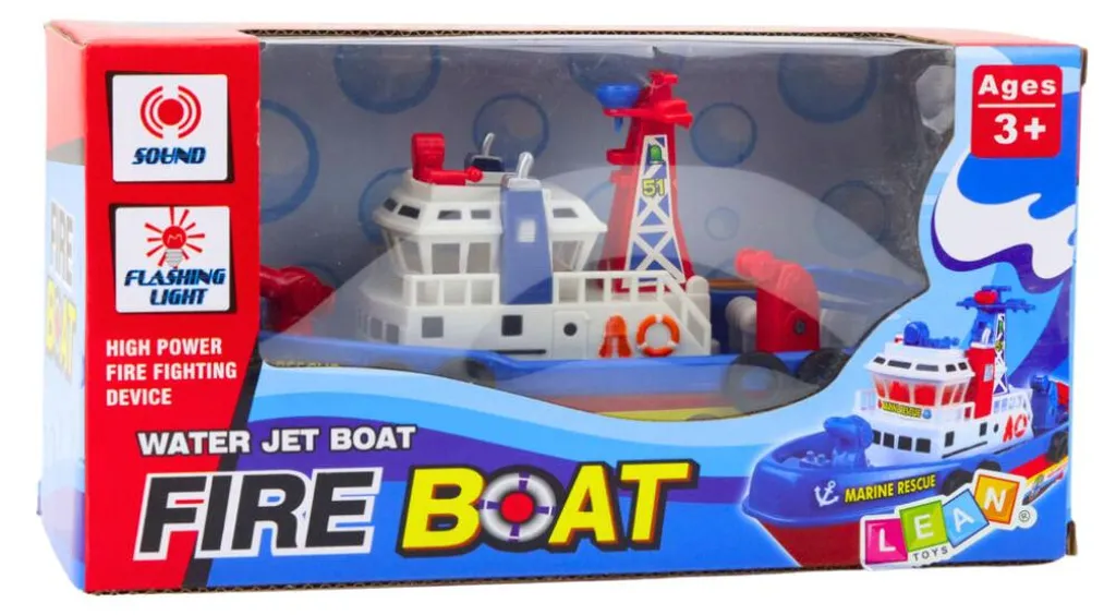Bateau pompier avec remorqueur et projecteurs d'eau réels - Modèle 45cm - 3