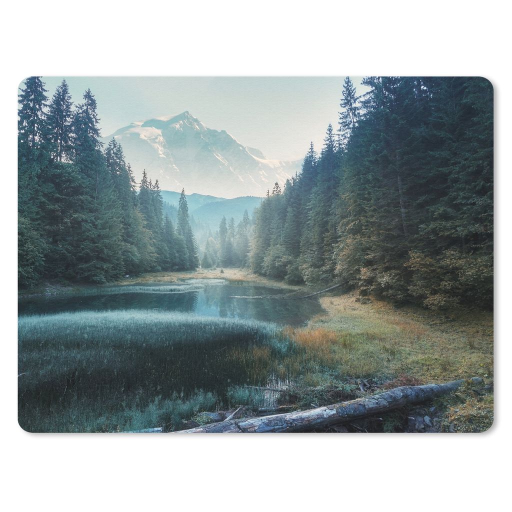 MuchoWow Mauspad Mousepad Wald - Gras - Berge - Bäume - Natur 40x30 cm - Mousepads - Maus Mat - Pad - Mausunterlage - Anti Rutsch