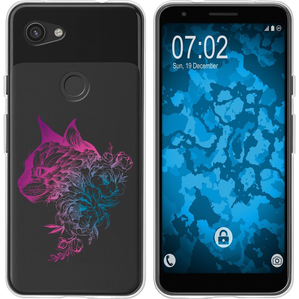 PhoneNatic Case kompatibel mit Google Pixel 3a Silikon-Hülle Floral Katze M2-6