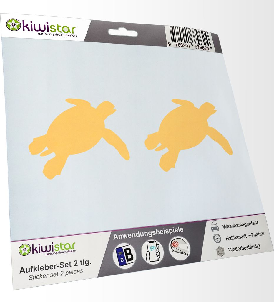 Kiwistar - 2x Kennzeichenaufkleber - creme - 21 mm Schildkröte - Turtle - Reptil Aufkleber für Auto, Laptop, Fahrrad, LKW, Motorrad Mehrfarbig JD...